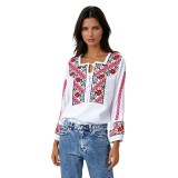 Bluza tip ie traditionala dama DEC, alb/rosu , marimea M