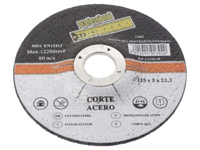 Disc de tăiere metal/oţel 125mm x 3mm x 22mm foto