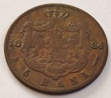 5 Bani 1884 Carol I - Moneda Veche Romaneasca de Colectie