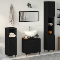 vidaXL Set de Mobilă pentru Baie 3 pcs Stejar Negru 30 x 30 x 190 cm