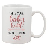 Cana alba personalizata &#039;Take your broken heart. Make it into art&#039;, INOVATIX&reg;. 330ml