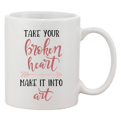 Cana alba personalizata &amp;#039;Take your broken heart. Make it into art&amp;#039;, INOVATIX&amp;reg;. 330ml foto