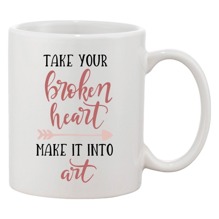 Cana alba personalizata &#039;Take your broken heart. Make it into art&#039;, INOVATIX&reg;. 330ml