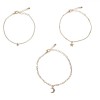 Set Brățări Language of Jewels, Auriu, 3 Bucăți, Pandantiv Lună Stea Strass, Oem