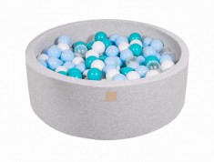 Piscina uscata cu 200 de bile (Turcoaz, Babyblue, Transparent, Alb) MeowBaby 90x30 cm Gri deschis foto
