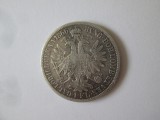 Rara! Austro-Ungaria 1 Florin 1866 A aUNC argint cu patina deosebita, Europa