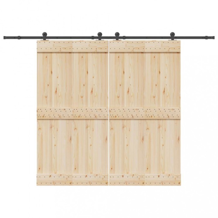 vidaXL Set feronerie pentru uși glisante, negru, 305 cm, oțel