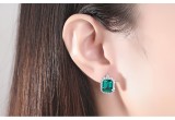 Cumpara ieftin Cercei din Argint 925 , Model Regal Emerald-Cut cu Zirconiu Verde E i Inimioara Ascunsa