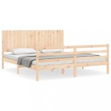 Cadru de pat cu tablie Super King Size, lemn masiv