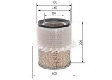 Filtru aer Mitsubishi Delica / Space Gear, L200, L400, Pajero II, Pajero II Canvas Top, Pajero Sport I Motor 2.5, 2.5 D, 2.5 D, 2.5 TD, 200 mm,