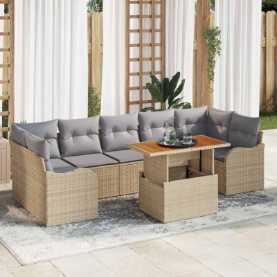 vidaXL Set de canapele pentru grădină 8 pcs bej și gri deschis foto