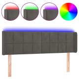 Cumpara ieftin Tablie de pat cu LED, gri inchis, 147x16x78/88 cm, catifea