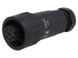 Mufă WA22 mamă PIN 7 6 PE IP67 10A 250V 9-10,5mm