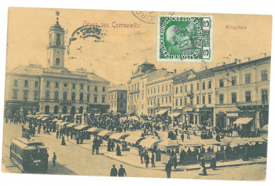 5164 - Cernauti, Bucovina, Market - old postcard - used - 1909 - TCV foto