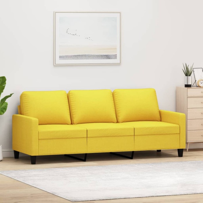 vidaXL Canapea cu 3 locuri, galben deschis, 180 cm, material textil 359176