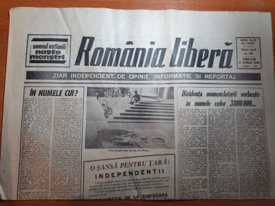 ziarul romania libera 11 aprilie 1990-continuare interviului cu regele mihai foto