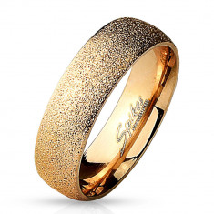 Inel din oțel de culoare roz-auriu - finisaj de suprafață aspru și reflexe strălucitoare, 6 mm - Marime inel: 49