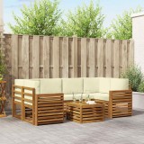vidaXL Seturi de canapele 7 pcs Natural și Crem Lemn Solid de Acacia 3374455
