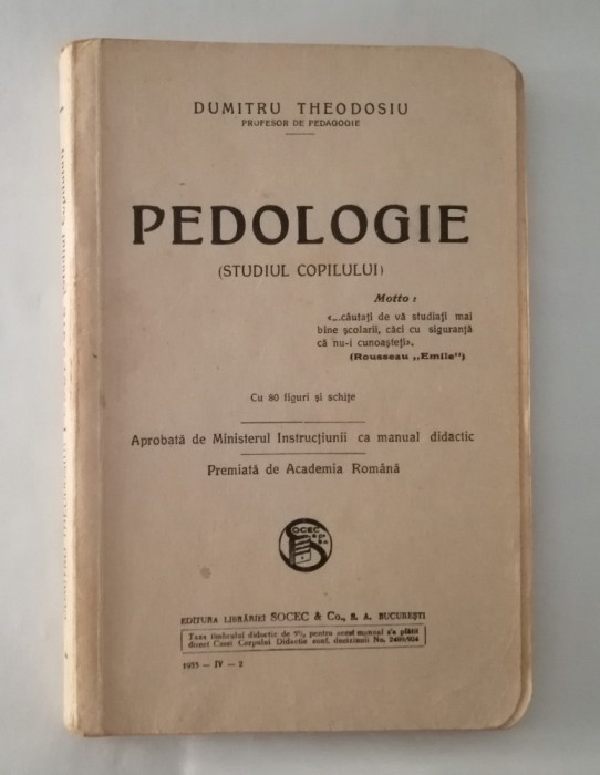 Pedologie (Studiul copilului), Dumitru Theodosiu, 1933