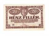 Bancnota Ungaria 20 filler 2 octombrie 1920, stare buna