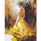 Tablou pictat manual, Eleganta in galben, 70x50cm ulei pe panza in cutit efect 3D, Magistral