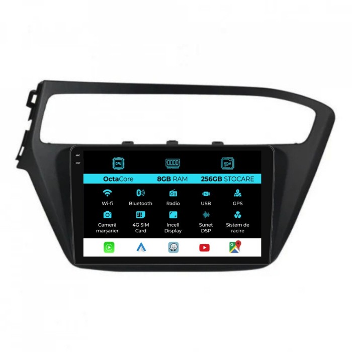 Navigatie Dedicata Hyundai I20 (2014-2020), 9Inch, 8Gb Ram, 256Gb Stocare, Carplay