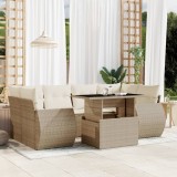 Gossi set canapele de gradina, 7 piese, cu perne, bej, poliratan