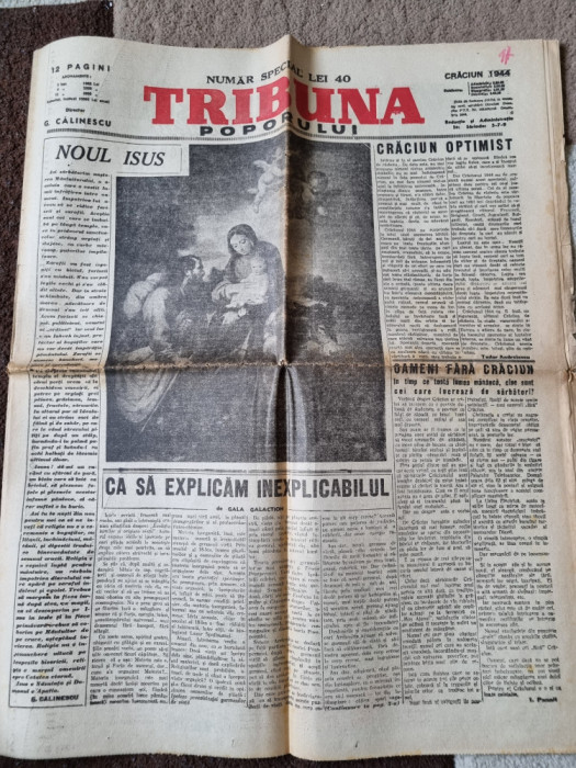 ziarul tribuna poporului craciun 1944-g.calinescu,caricaturi hitler,razboiul