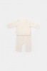 Set bluzita petrecuta si pantaloni lungi din muselina, BabyCosy, 100% bumbac organic, Ecru (Marime: 18-24 Luni)