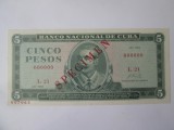 Rara! Cuba 5 Pesos 1968 Specimen UNC