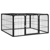 Padoc caini vidaXL, 4 panouri, 100x50 cm, otel negru, rezistent apa, usa securizata, ideal exterior