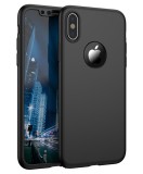 Husa Full Cover 360&deg; (fata + spate + folie sticla) pentru iPhone X, Negru