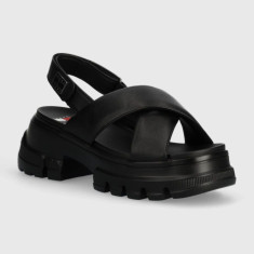 Tommy Jeans sandale TJW CHUNKY CITY SANDAL femei, culoarea negru, cu platforma, EN0EN02525