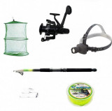 Pachet complet pescuit sportiv cu lanseta 3.6m, mulineta LS500, lanterna frontala si accesorii, Cool Angel