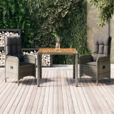 vidaXL Set mobilier de grădină cu perne, 3 piese, gri, poliratan 3185038