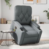 VidaXL Fotoliu masaj rabatabil electric cu ridicare, gri, piele eco