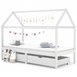 Cadru de pat copii cu sertare alb 90 x 200 cm lemn masiv de pin GartenMobel Dekor, vidaXL