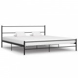 Cadru de pat, negru, 180 x 200 cm, metal, Cires, Dublu, Cu polite semirotunde, vidaXL