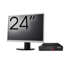 Pachet Second Hand Calculator Lenovo ThinkCentre M710q Mini PC, Intel Core i5-6500T 2.50GHz, 16GB DDR4, 512GB SSD + Monitor 24 Inch NewTechnology Medi foto