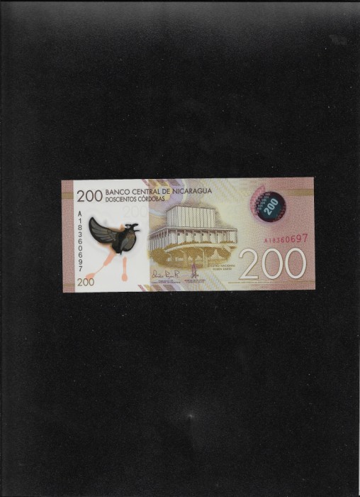 Nicaragua 200 cordobas 2014 seria18360697 unc polimer