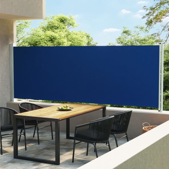 Copertină laterală retractabilă de terasă, albastru, 160x600 cm