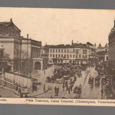 CPIB 20921 CARTE POSTALA - BUCURESTI. PIATA TEATRULUI, CALEA VICTORIEI, 1917
