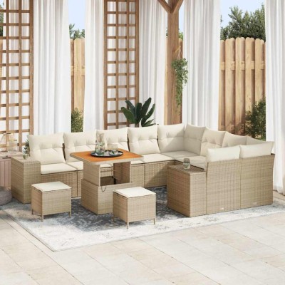 vidaXL Set de canapele pentru grădină 12 pcs Bej poliratan 3362041 foto