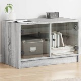 vidaXL Comodă TV cu uși din sticlă, gri sonoma, 68x37x42 cm
