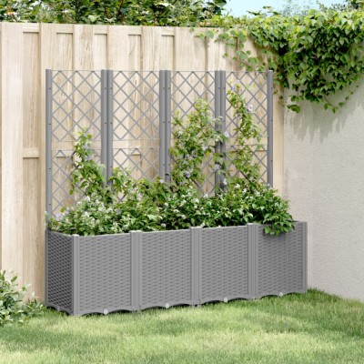 vidaXL Jardinieră de grădină cu spalier gri deschis 160x40x140 cm PP foto