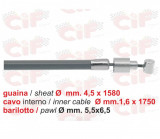 Cablu schimbator viteze varianta scurta 1.6x1750 mm - toate modelele de scutere clasice Vespa, Oem