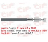 Cablu schimbator viteze varianta scurta 1.6x1750 mm - toate modelele de scutere clasice Vespa