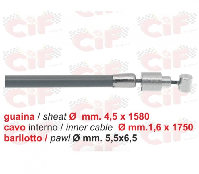 Cablu schimbator viteze varianta scurta 1.6x1750 mm - toate modelele de scutere clasice Vespa