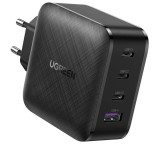 INCARCATOR retea Ugreen, &quot;CD104&quot; Quick Charge 3.0 65W, 3 x USB Type-C 5V/3A, 1 x USB 5V/3A, negru &quot;70774&quot; (timbru verde 0.18 lei) - 6957303877744