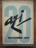 AZI - REVISTA LUNARA DE LITERATURA, CRITICA SI ARTA- AN 4, Vol. 20, sept. 1935